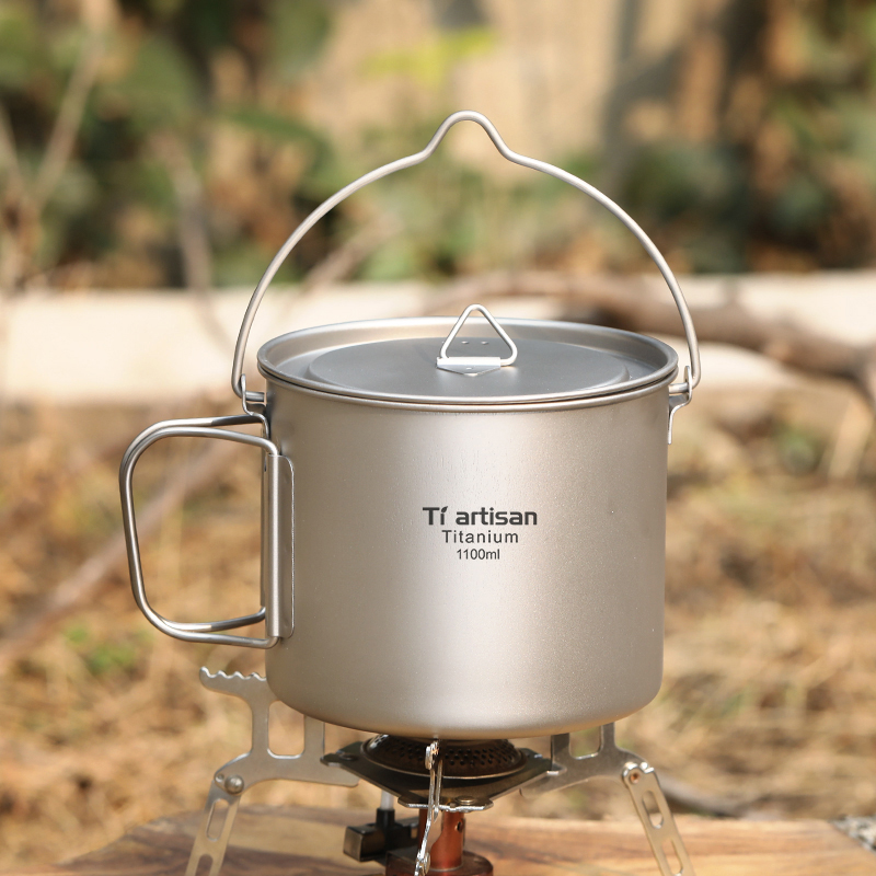 Camping Cooking Mug - Tiartisan 티타늄 1.1L 캠핑 냄비 뚜껑과