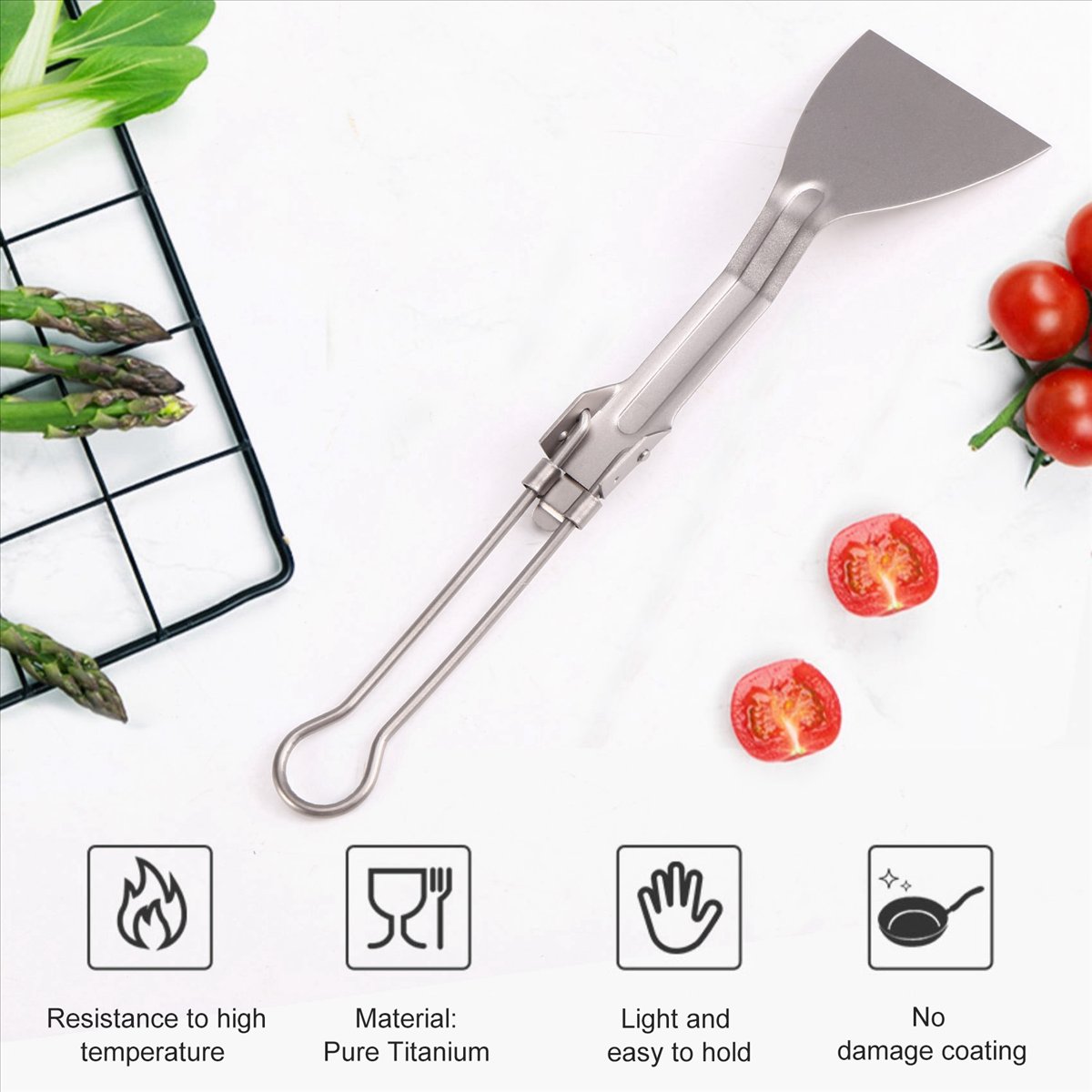 Camping Outdoor Cooking Equipment - ABST 캠핑 식기 티타늄 주걱 접이식