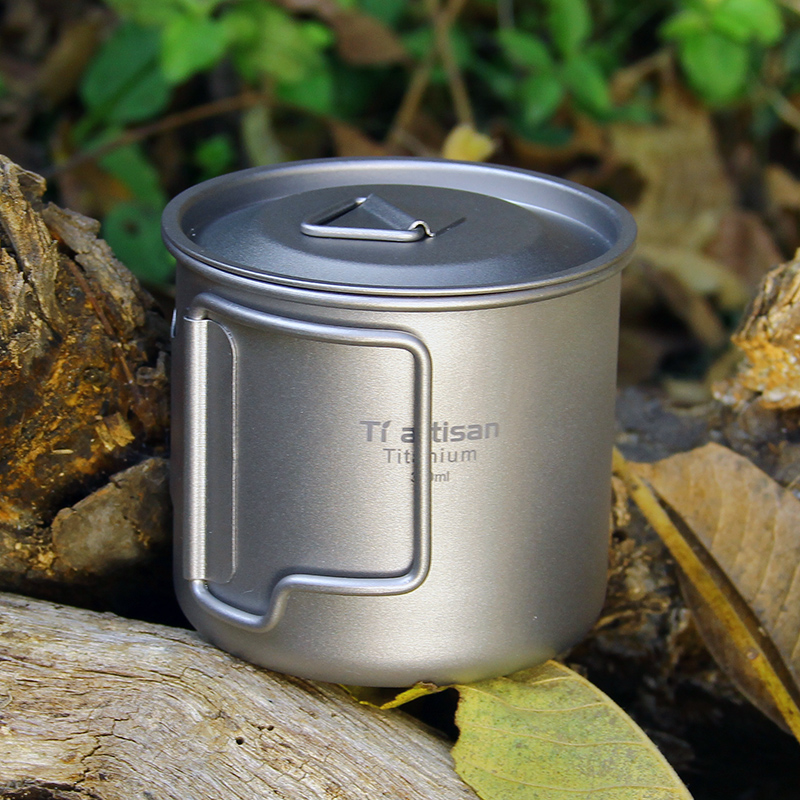 Camping Cooking Mug - Tiartisan 초경량 순수 티타늄 캠핑 머그컵(뚜껑