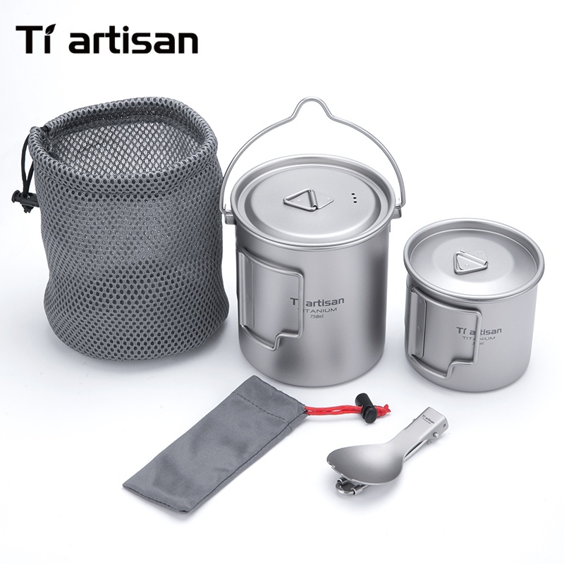 Camp Spork Set - Tiartisan 순수 티타늄 초경량 조리기구 세트