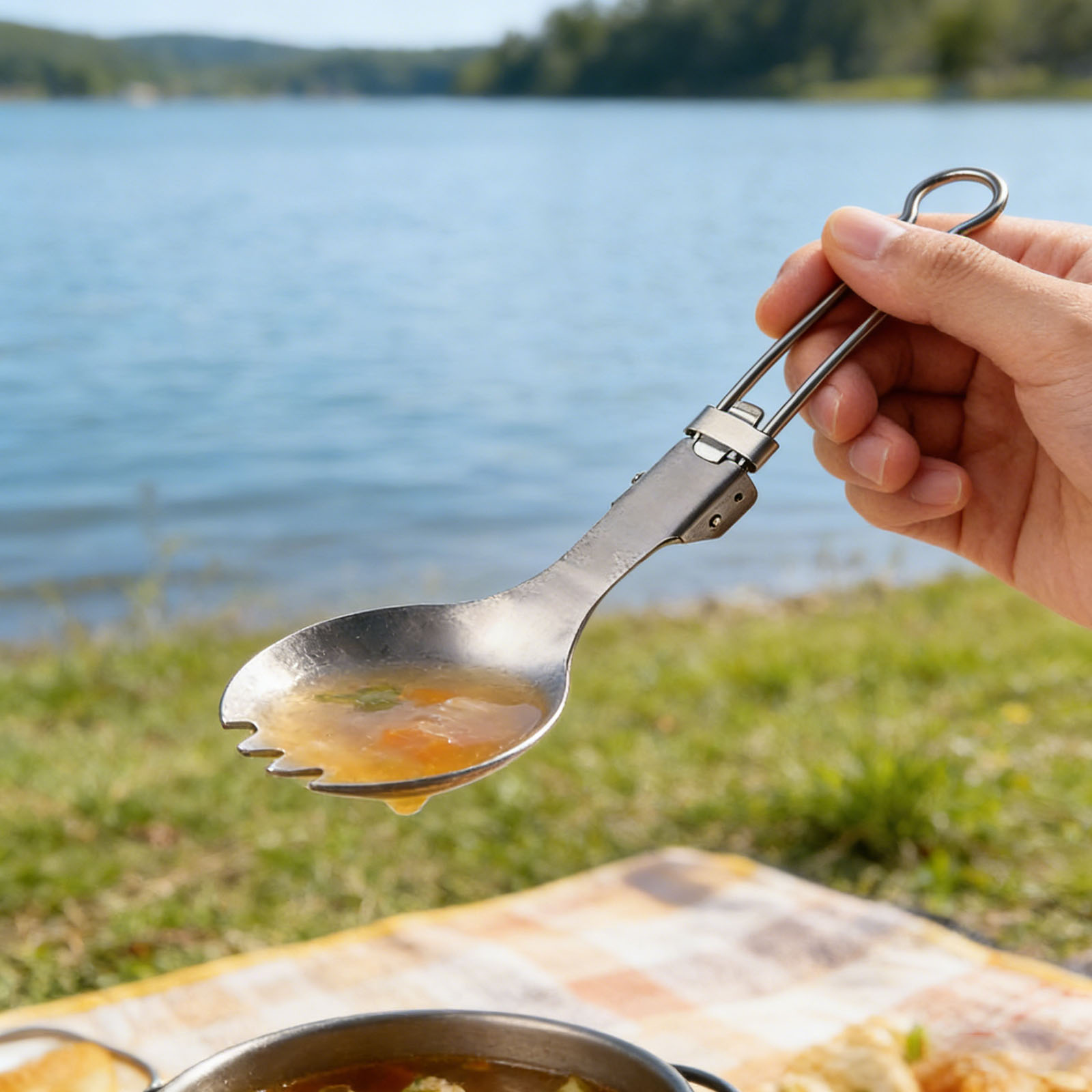 순수 티타늄 스포크 세트 초경량 접이식 스푼 포크 젓가 - Camp Spork Set 리뷰 및 가격