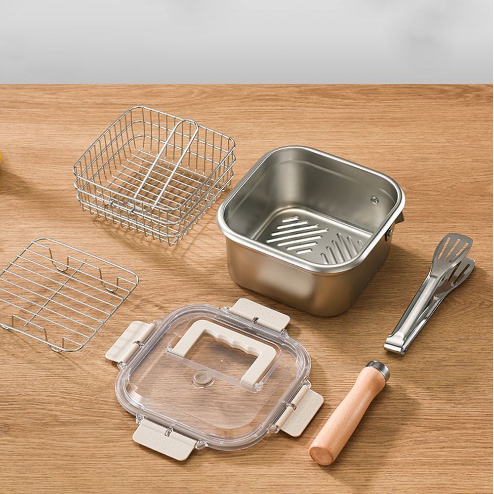 휴대용 스테인리스 프라이팬 사각형 논스틱 조리용 냄비  - Camping Cooking Pack 리뷰 및 가격