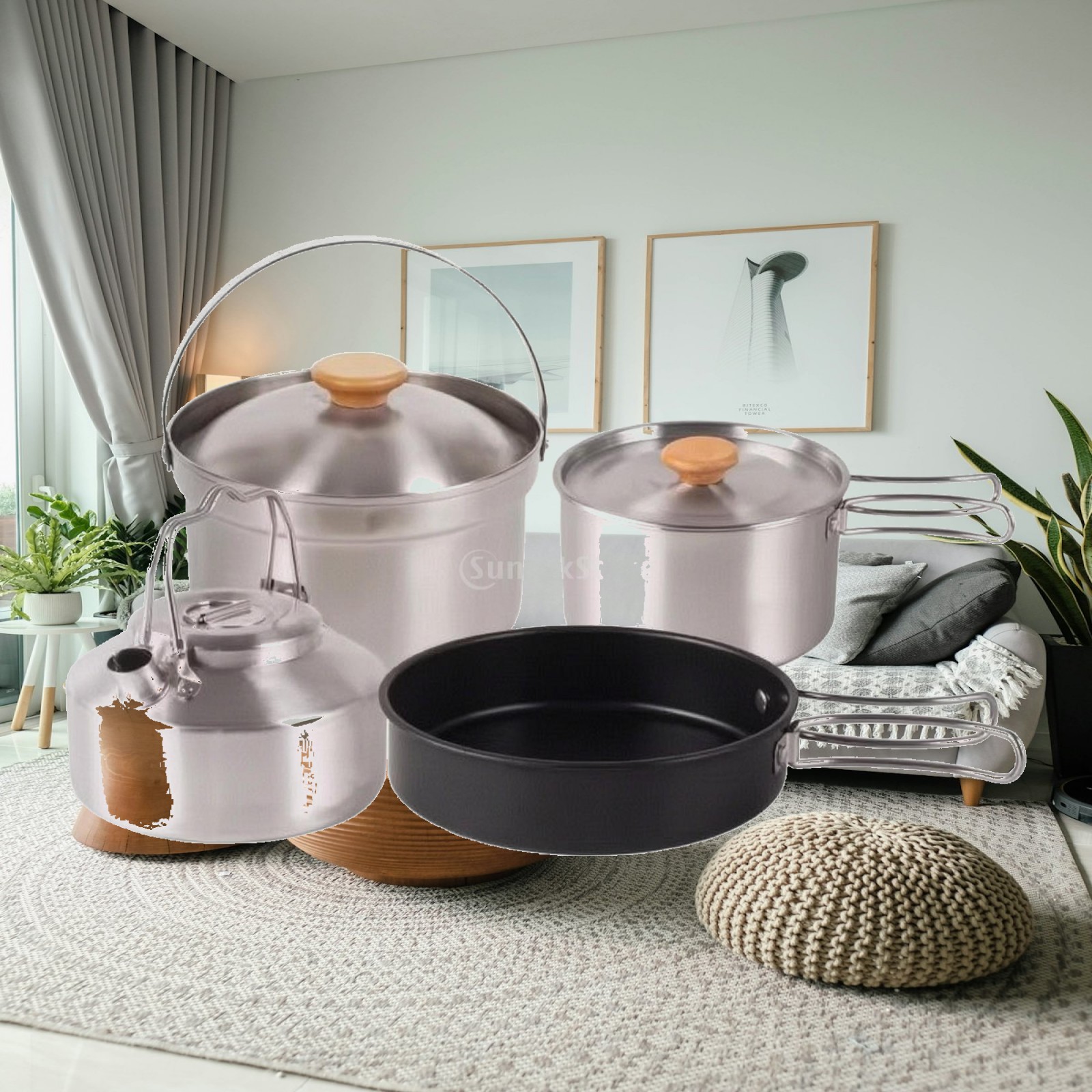 4피스 스테인리스 스틸 캠핑 조리기구 세트, 네스팅 캠 - Nesting Camping Cooking Set 리뷰 및 가격
