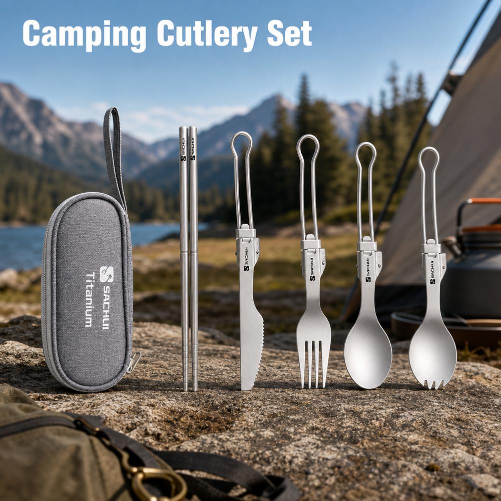 티타늄 캠핑 스포크 수저 세트 접이식 초경량 포크 스푼 - Camp Spork Set 리뷰 및 가격