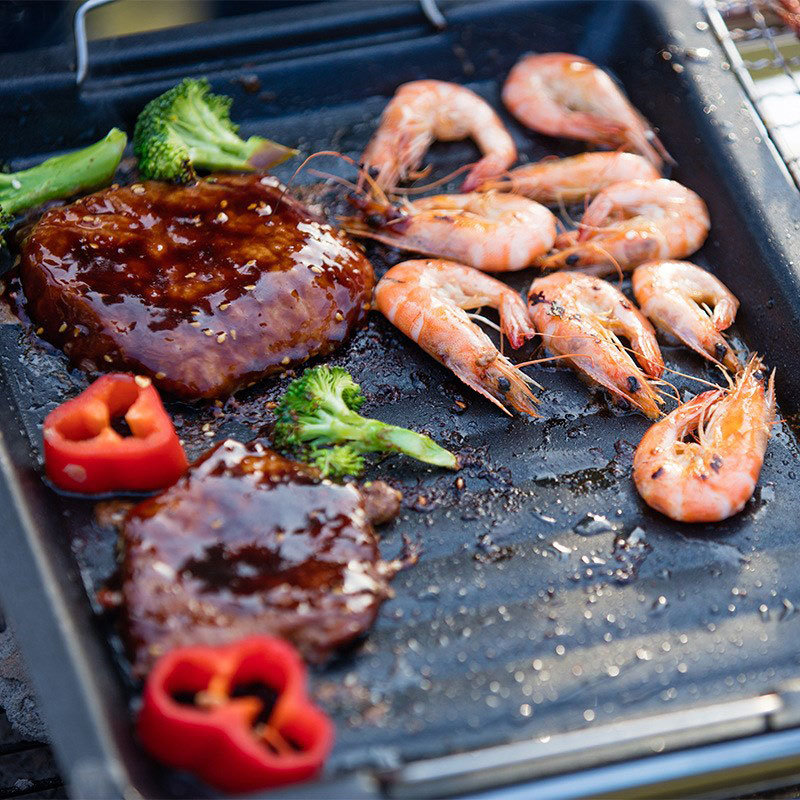 야외용 두꺼운 사각 그릴 팬, 손잡이 두 개, 휴대용  - Camping Cooking Meat 리뷰 및 가격