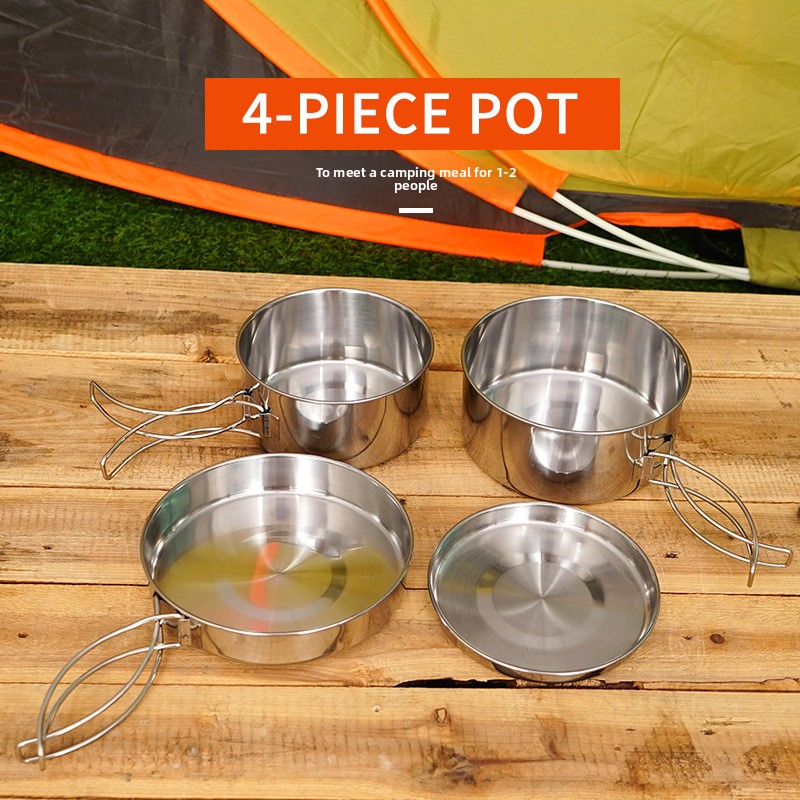 CLS 4종 스테인리스 캠핑 조리기구 세트 휴대용 네스 - Nesting Camping Cooking Set 리뷰 및 가격