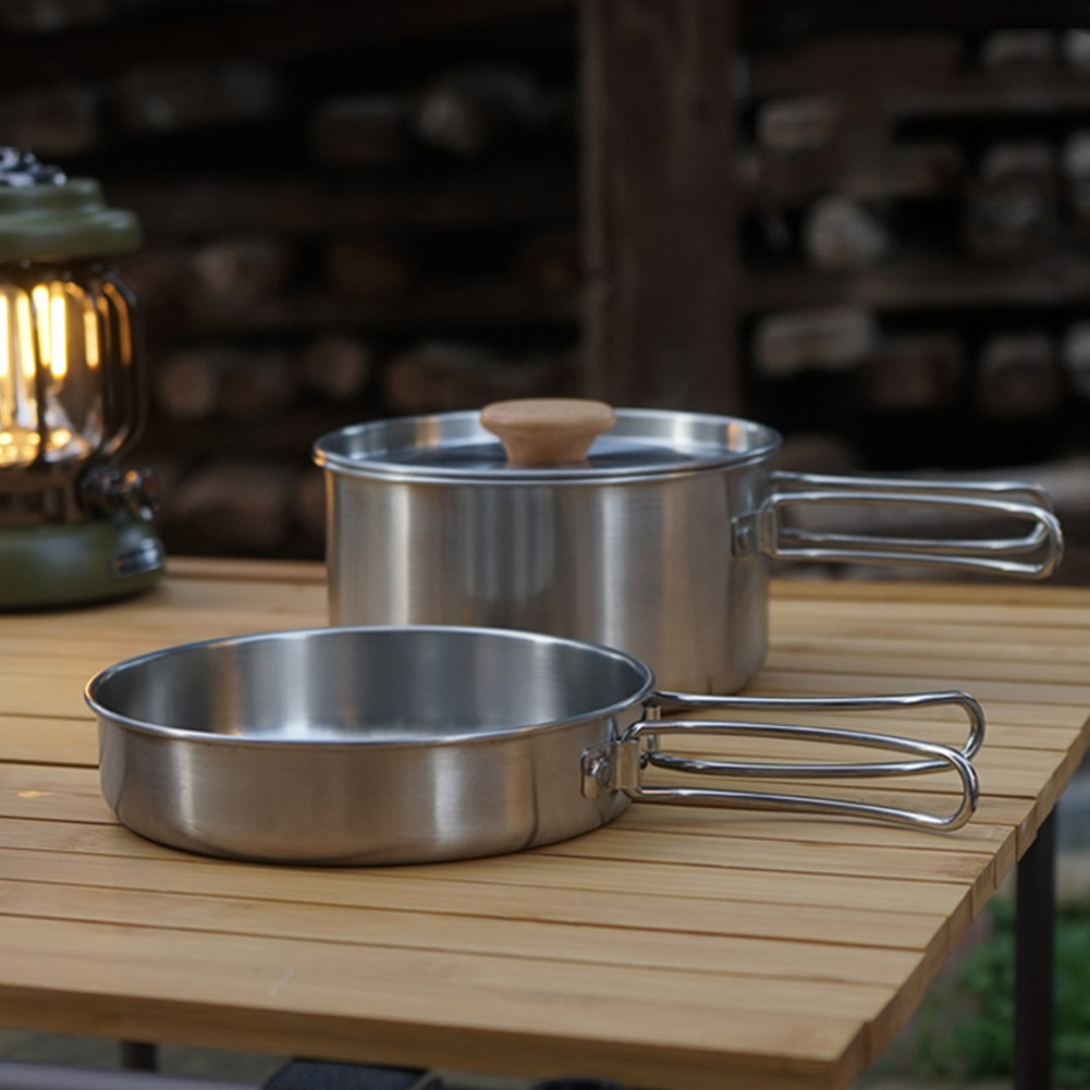휴대용 캠핑 팬 스테인레스 스틸 요리 냄비 세트 접이식 - Camping Cooking Equipment Bag 리뷰 및 가격